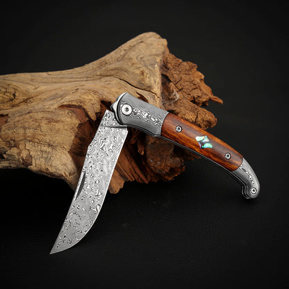 3.3 Inch Clip Point Slip Joint Pocket Knife, Damascus Steel