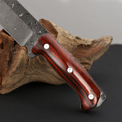 7.5" Damascus Steel Machete with Ironwood