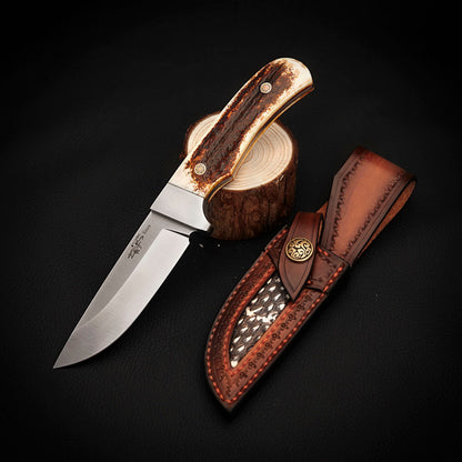 3.5" Fixed Blade Knife Full Tang Vanax Steel with Buckhorn