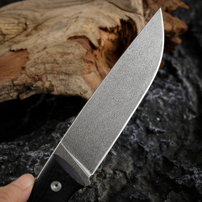 Wootz Steel 4.9 Inch Fixed Blade Knife Carbon Fiber