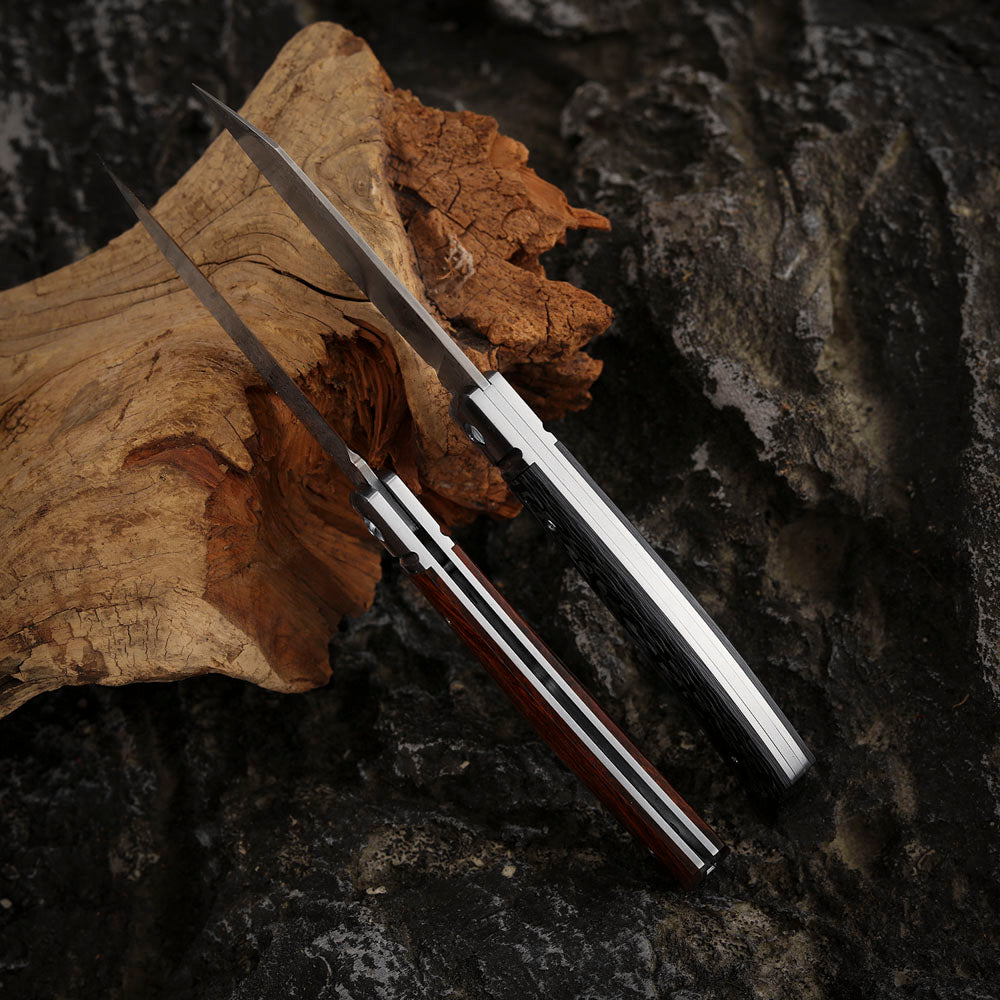 Slip Joint Pocket Knife in Damascus Steel with Carbon Fiber