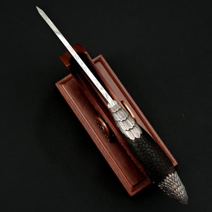 Silver Eagle Fixed Blade Knife in Damasteel