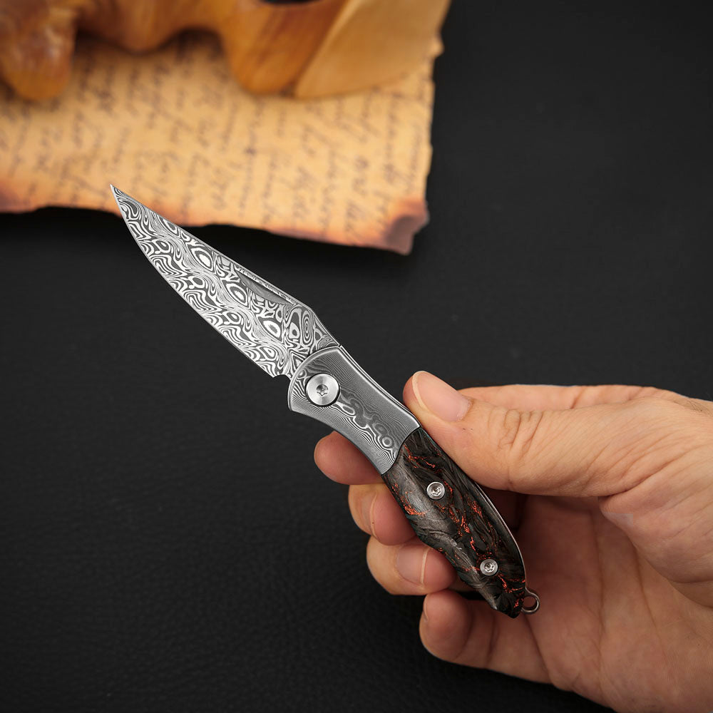 3.3 Inch Slip Joint Pocket Knife for EDC, Damasteel Steel
