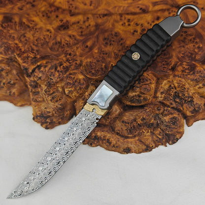 3.6" Ring Pommel Knife in Damasteel