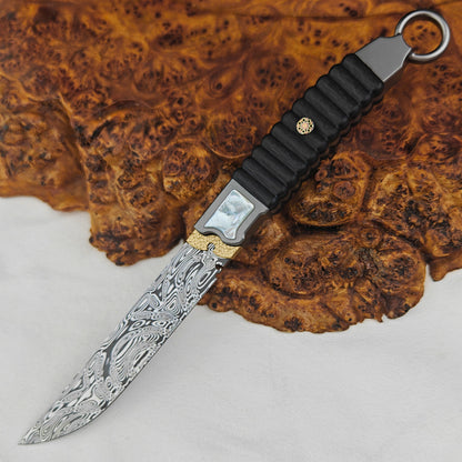 3.6" Ring Pommel Knife in Damasteel